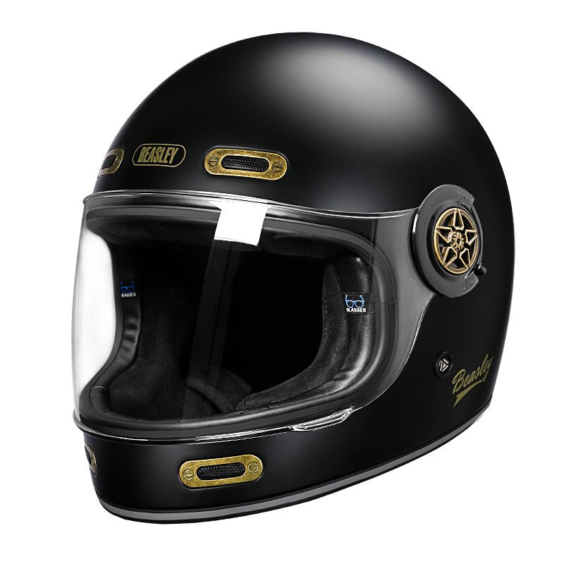 black gold motorcycle helmet Matte Black, Gold Beasley Motorcycle Helmet