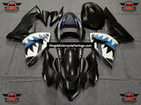Matte Black, Light Blue and White Shark Teeth Fairing Kit for a 2004 & 2005 Kawasaki ZX-10R motorcycle