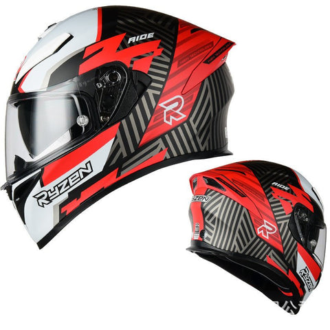 Matte Black, Red, Silver & White Ride Ryzen Motorcycle Helmet at KingsMotorcycleFairings.com