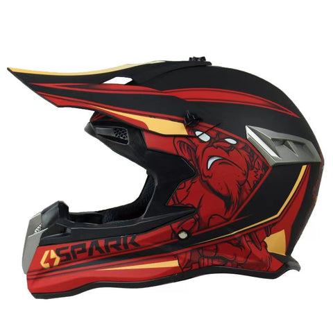 Matte Black, Red & Yellow Monkey Dirt Bike Motorcycle Helmet at KingsMotorcycleFiarings.com