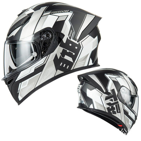 Matte Black, Silver & White Freedom Ryzen Motorcycle Helmet at KingsMotorcycleFairings.com