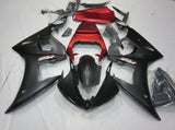 Matte Black and Matte Red Fairing Kit for a 2003 & 2004 Yamaha YZF-R6 motorcycle