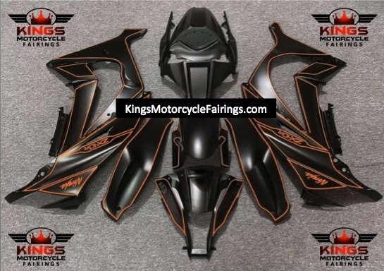 Matte Black and Orange Fairing Kit for a 2011, 2012, 2013, 2014 & 2015 Kawasaki Ninja ZX-10R motorcycle