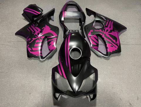 Honda CBR600F4i (2001-2003) Matte Black & Pink Skull Fairings