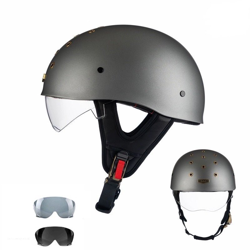 bucket motorcycle helmets Matte Silver Half Bucket Motorcycle Helmet
