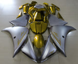 Matte Silver and Gold Fairing Kit for a 2009, 2010 & 2011 Yamaha YZF-R1 motorcycle