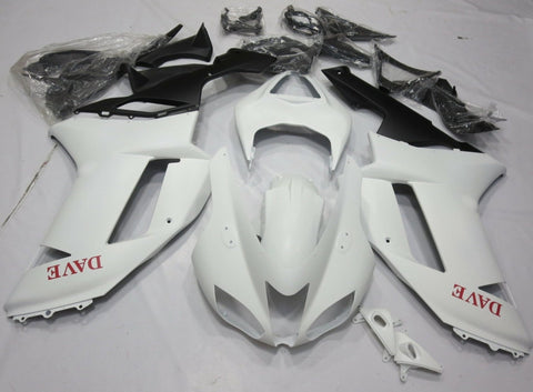 Fairing kit for a Kawasaki Ninja ZX6R 636 (2007-2008) Matte White & Red Name Lettering