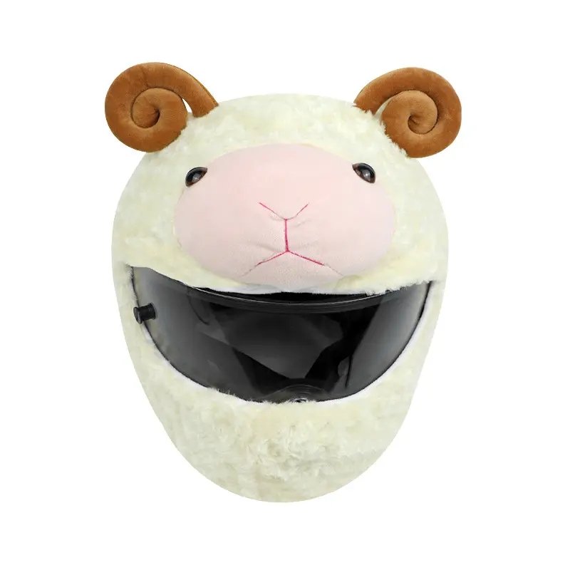 Motorcycle Helmet Cover, White Sheep Cartoon Motorcycle Helmet Cover, White Sheep Cartoon