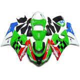 Green, Red, Black, White and Blue Motocard Fairing Kit for a 2005 & 2006 Kawasaki ZX-6R 636 motorcycl