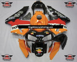 Orange, Black, White and Red Repsol Fairing Kit for a 2003 and 2004 Honda CBR600RR motorcycle
