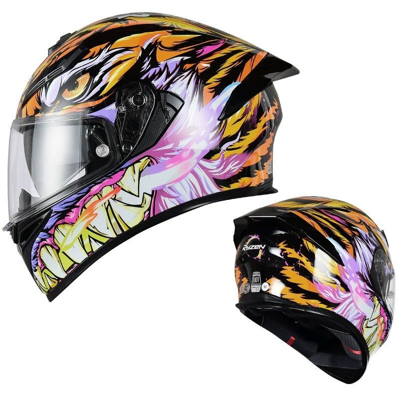 Orange, Black & Pink Tiger Motorcycle Helmet Orange, Black & Pink Tiger Motorcycle Helmet