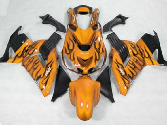 Fairings | Kawasaki ZX14R (2006-2011) Orange, Black Flames
