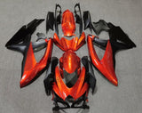 Orange, Matte Black and Gloss Black Fairing Kit for a 2008, 2009 & 2010 Suzuki GSX-R750 motorcycle