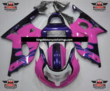 Pink, Purple, Black and White Tribal Fairing Kit for a 2000, 2001, 2002 & 2003 Suzuki GSX-R600 motorcycle