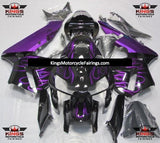 Black and Purple Flame Fairing Kit for a 2005 and 2006 Honda CBR600RR motorcycle
