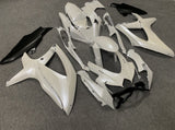 Pearl White and Matte Black Fairing Kit for a 2008, 2009 & 2010 Suzuki GSX-R750 motorcycle