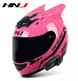 The Pink Warrior 999 HNJ Full-Face Motorcycle Helmet with Horns is brought to you by Kings Motorcycle Fairings