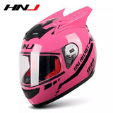 The Pink Warrior 999 HNJ Full-Face Motorcycle Helmet with Horns is brought to you by Kings Motorcycle Fairings