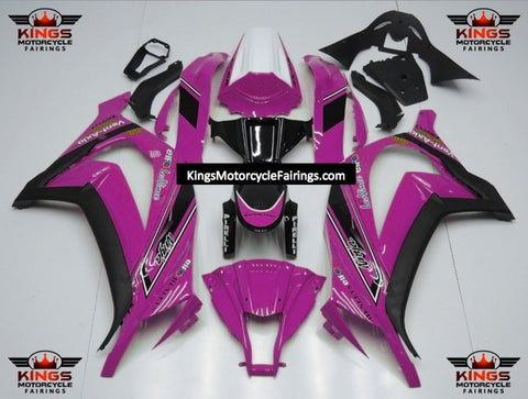 Fairing kit for a Kawasaki Ninja ZX10R (2011-2015) Pink, Black & White