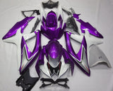 Purple, White and Silver Fairing Kit for a 2008, 2009 & 2010 Suzuki GSX-R750 motorcycle
