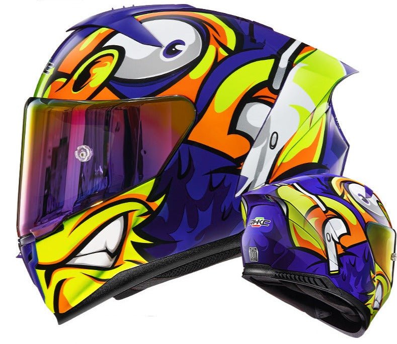 Purple, Yellow & Orange Animal Motorcycle Helmet