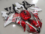 Candy Apple Red & White Fairing Kit for a 2004, 2005 & 2006 Yamaha YZF-R1 motorcycle.