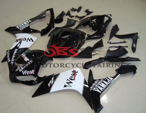 Black & White West Fairing Kit for a 2007 & 2008 Yamaha YZF-R1 motorcycle
