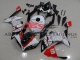 Black, Red and White Thumbprint Fairing Kit for a 2007 & 2008 Yamaha YZF-R1 motorcycle