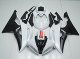White, Matte Black and Red Fairing Kit for a 2008, 2009, 2010, 2011, 2012, 2013, 2014, 2015 & 2016 Yamaha YZF-R6 motorcycle