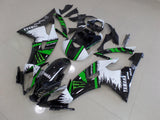 Black, White and Green Fairing Kit for a 2008, 2009, 2010, 2011, 2012, 2013, 2014, 2015 & 2016 Yamaha YZF-R6 motorcycle