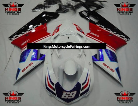 Ducati 1198 (2007-2012) White, Red, Blue & Black Corse Star #69 Fairings