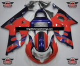 Red, Purple, White and Black Tribal Fairing Kit for a 2000, 2001, 2002 & 2003 Suzuki GSX-R750 motorcycle