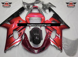Red, Silver and Black Fairing Kit for a 2000, 2001, 2002 & 2003 Suzuki GSX-R750 motorcycle