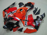 Red, Black and White Repsol Fairing Kit for a 2003, 2004 Honda CBR600RR motorcycle