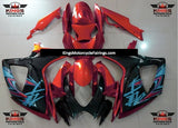 Red, Black and Turquoise Blue Fairing Kit for a 2006 & 2007 Suzuki GSX-R600 motorcycle