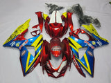 Red, Blue, Yellow and White Fairing Kit for a 2009, 2010, 2011, 2012, 2013, 2014, 2015 & 2016 Suzuki GSX-R1000 motorcycle