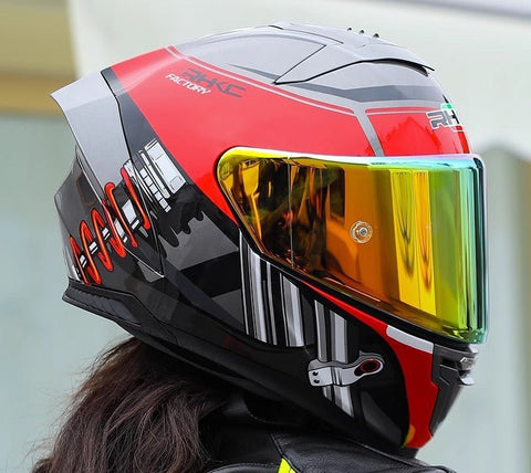 Red & Gray Shocks Motorcycle Helmet at KingsMotorcycleFairings.com