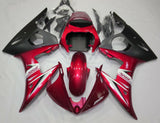 Red, Matte Black, White and Silver Fairing Kit for a 2005 Yamaha YZF-R6 motorcycle