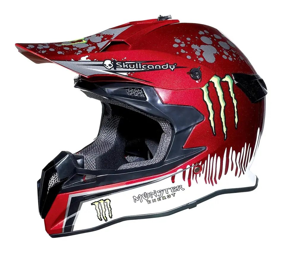 creative motorcycle helmets for sale Dirt Bike Motorcycle Helmet, Red & White Monster Energy