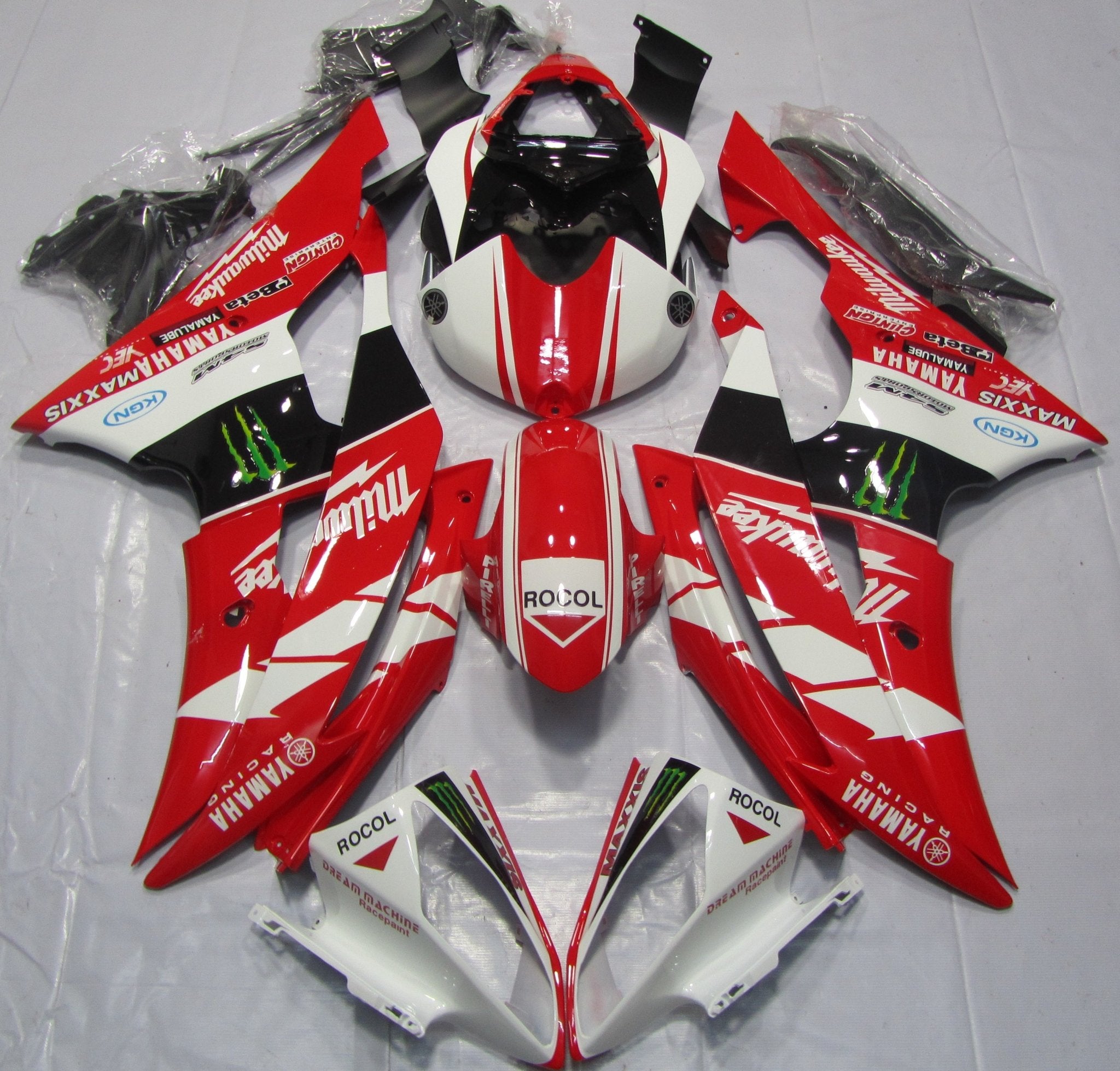 Yamaha R6 Fairings (2008-2016) Red, White, Black Milwaukee