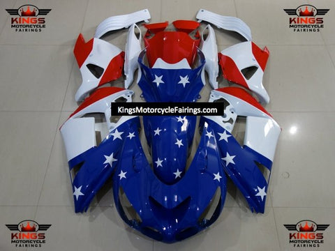 Fairing kit for a Kawasaki Ninja ZX14R (2006-2011) Red, White & Blue American Flag