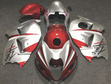 Red and Silver Fairing Kit for a 1999, 2000, 2001, 2002, 2003, 2004, 2005, 2006, & 2007 Suzuki GSX-R1300 Hayabusa motorcycl