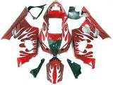 Red and White Flame Fairing Kit for a 2003 & 2004 Suzuki GSX-R1000 motorcycle