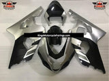 Silver and Black Fairing Kit for a 2004 & 2005 Suzuki GSX-R600 motorcycle