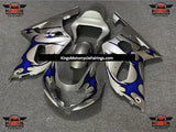 Silver and Blue Tribal Fairing Kit for a 2000, 2001, 2002 & 2003 Suzuki GSX-R600 motorcycle
