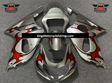 Silver and Red Tribal Fairing Kit for a 2000, 2001, 2002 & 2003 Suzuki GSX-R750 motorcycle