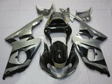 Silver and Black Fairing Kit for a 2000, 2001 & 2002 Suzuki GSX-R1000 motorcycle