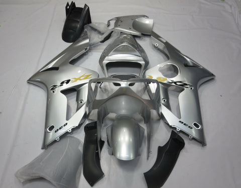 Fairing kit for a Kawasaki ZX6R 636 (2003-2004) Silver, Black & Yellow