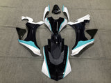 Black, White and Teal Blue Fairing Kit for a 2015, 2016, 2017, 2018 & 2019 Yamaha YZF-R1 motorcycle