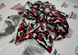 Camouflage Black, Red and White Fairing Kit for a 2009, 2010, 2011, 2012, 2013, 2014, 2015 & 2016 Suzuki GSX-R1000 motorcycle